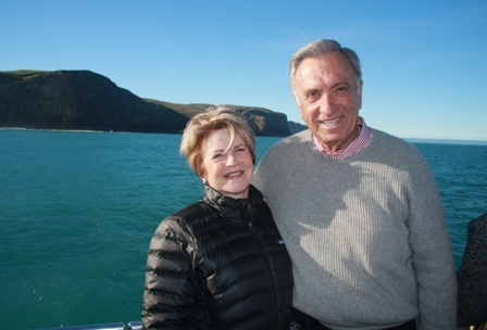 Art and Sherri Agnos on a Black Cat Harbour Cruise in Akaroa yesterday.